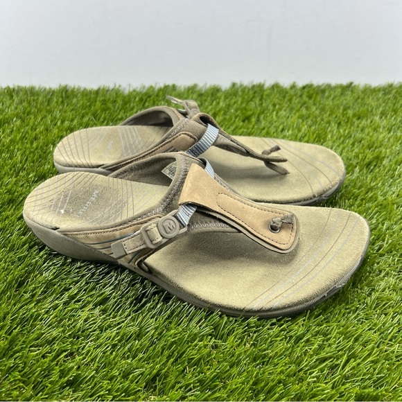 Merrell Pansy Flip Flops/Sandals Women's Size 9 Leather Flat Comfort - Picture 3 of 8